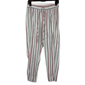Xirena Size XS striped Draper Pants Pull On Drawstring Straight Leg White Red